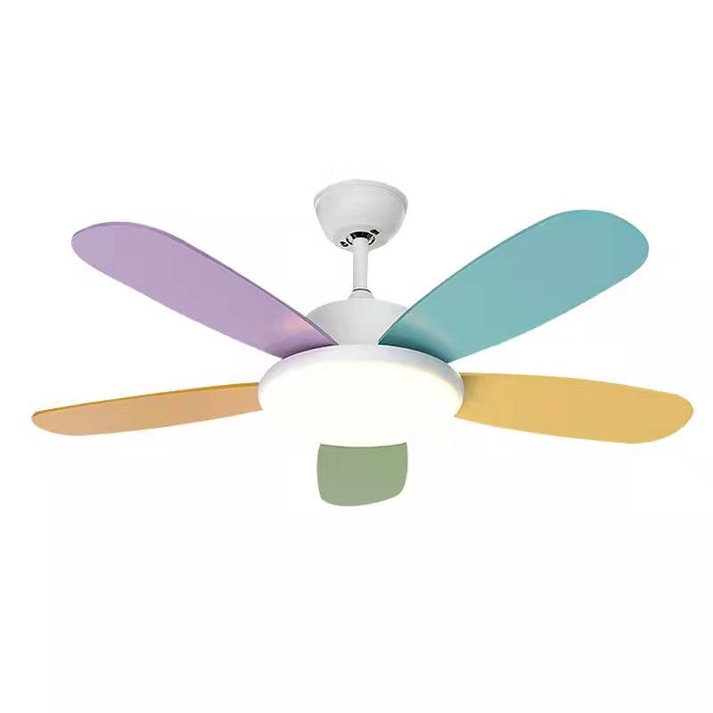 Cute Childish 2 In 1 Colorful Ceiling Fan With Center Lamp Remote Control 5 Blades 36 3 Color Censlighting