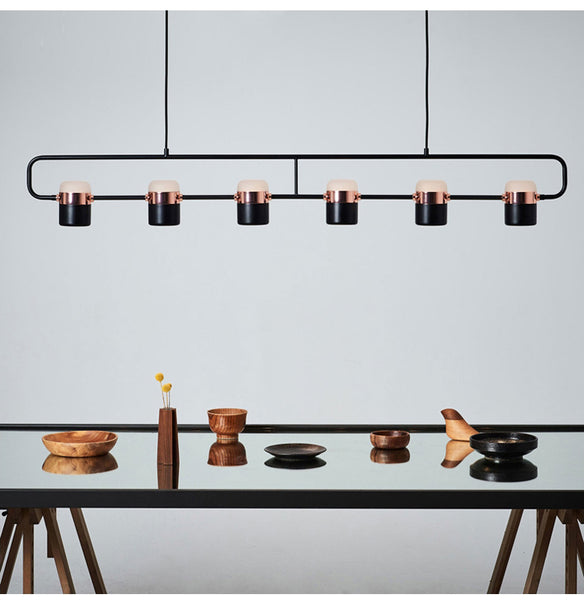 Lights of Scandinavia - La Scène - Creative multi-head LED Chandelier ala Nordic style. Good fit for the coffee shop, kitchen island or the dining room. Length of suspension wire is adjustable. Black or White.