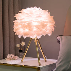 cute ostrich feather table lamp desk night light